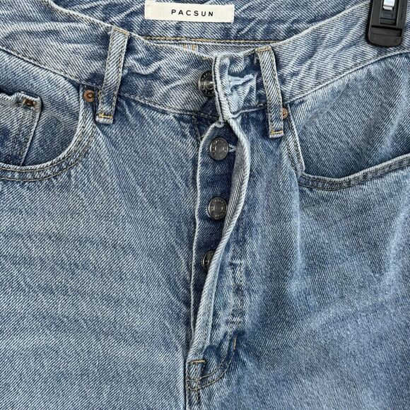 Pacsun SZ 26 Ultra High-Rise Slim Jeans Button-Fly Distressed Pockets Light Wash - Picture 7 of 11